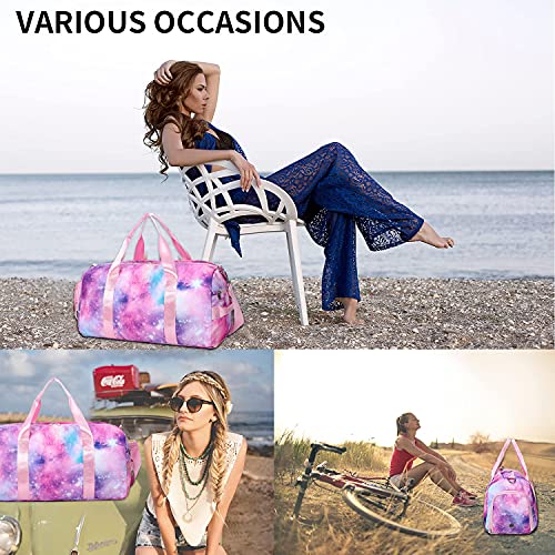 Duffle-Bag-for-Gym-Sports-Women-Girls-Workout-Travel-Bag-Weekender-with-Shoe-Compartment-and-Wet-Pocket-Pink-Galaxy
