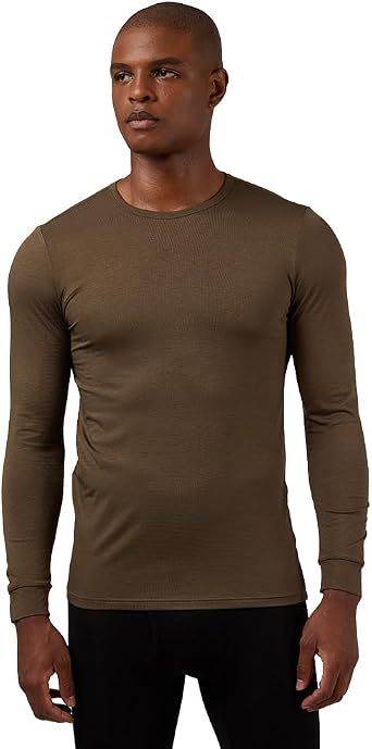 32 Degrees Heat Mens Lightweight Crew Baselayer Top | Form Fitting | Long Sleeve| 4-Way Stretch | Thermal
