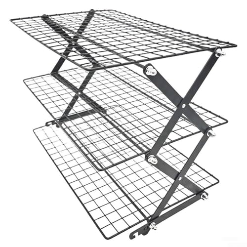 Griglia di raffreddamento a 3 ripiani per prodotti da forno con design pieghevole salvaspazio e robusto telaio in acciaio che fornisce un supporto affidabile e