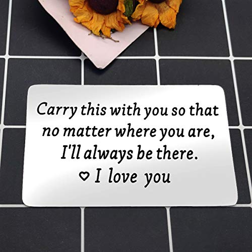 Vadaka Engraved Wallet Inserts Card Anniversary Card Gifts for Men Carry This with You So That No Matter Where You are I'll Always Be There-I love you Card2