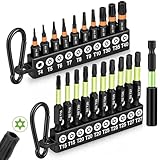 Impact Torx Bit Set, 20 Pcs 1'& 2' Tamper Proof Magnetic Screwdriver Bits, T4-T40 CNC Machined Tips, S2 Steel Long Torque Star Bits with 2.3' Extension Bit Holder and Storage Box