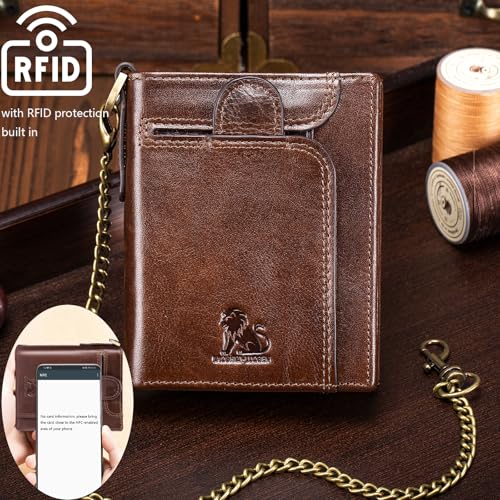 pundarika Genuine Leather Wallets For Men Billfold With RFID Shielding Minimalist Credit Card Holder Slim Money Clip Card Wallet For Men&Women-Brown4