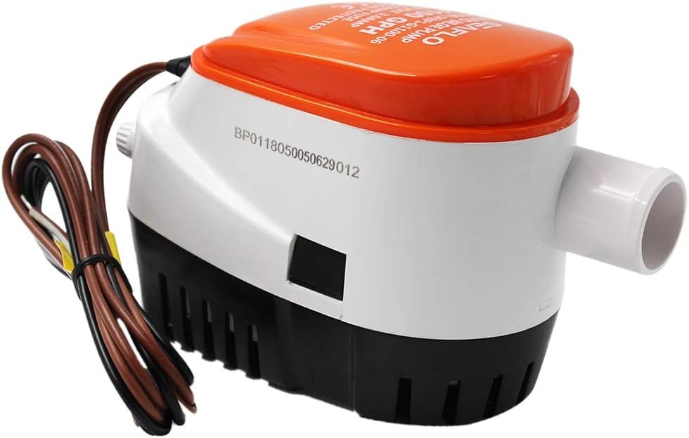 Bilge Pump for Boats Automatic, Small, High Efficiency, Low Current, Low Noise, Approx. 12V