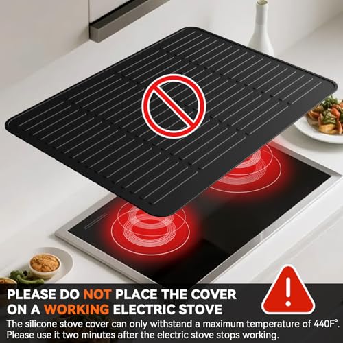 Image of Silicone Stove Top Covers for Electric Stove -28x20 inches Heavy Duty Waterproof Glass Cooktop Protector, Silicone Mats for Kitchen Counter Oven Top Cover Dish Drying Mat