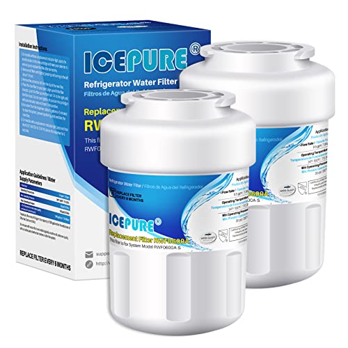 Image of ICEPURE RWF0600A Replacement for GE MWF, MWFA, MWFINT, HDX FMG-1, 46-9991, 197D6321P006, WFC1201, GSH25JSDDSS, PSHS6PGZBESS, SGF-G9, RWF1060 Refrigerator Water Filter 2PACK