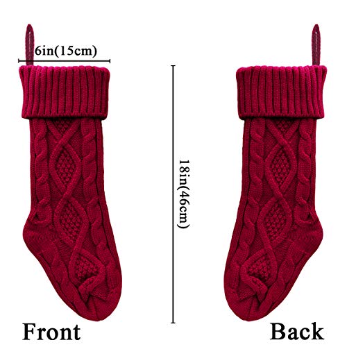 Limbridge Christmas Stockings, 4 Pack 18 Inches Large Size Cable Knit Knitted Xmas Rustic Personalized Stocking Decorations For Family Holiday Season Decor, Cream Or Burgundy #TOP1