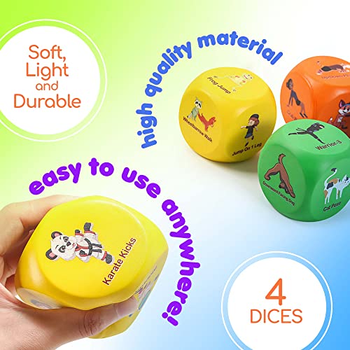 Fun Fitness Dice for Kids - Children's Workout Dice and Yoga Dice Set - Fitness Exercise Dice Game with Kids Yoga Poses - Childrens Foam Exercise Dice, Great Kids Exercise Equipment - Kids Ages 3+ - Image 4