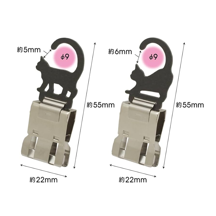 Amazon | TOHKIN ぶら下げられるスライドクリップ猫L 黒 BSC-L2N