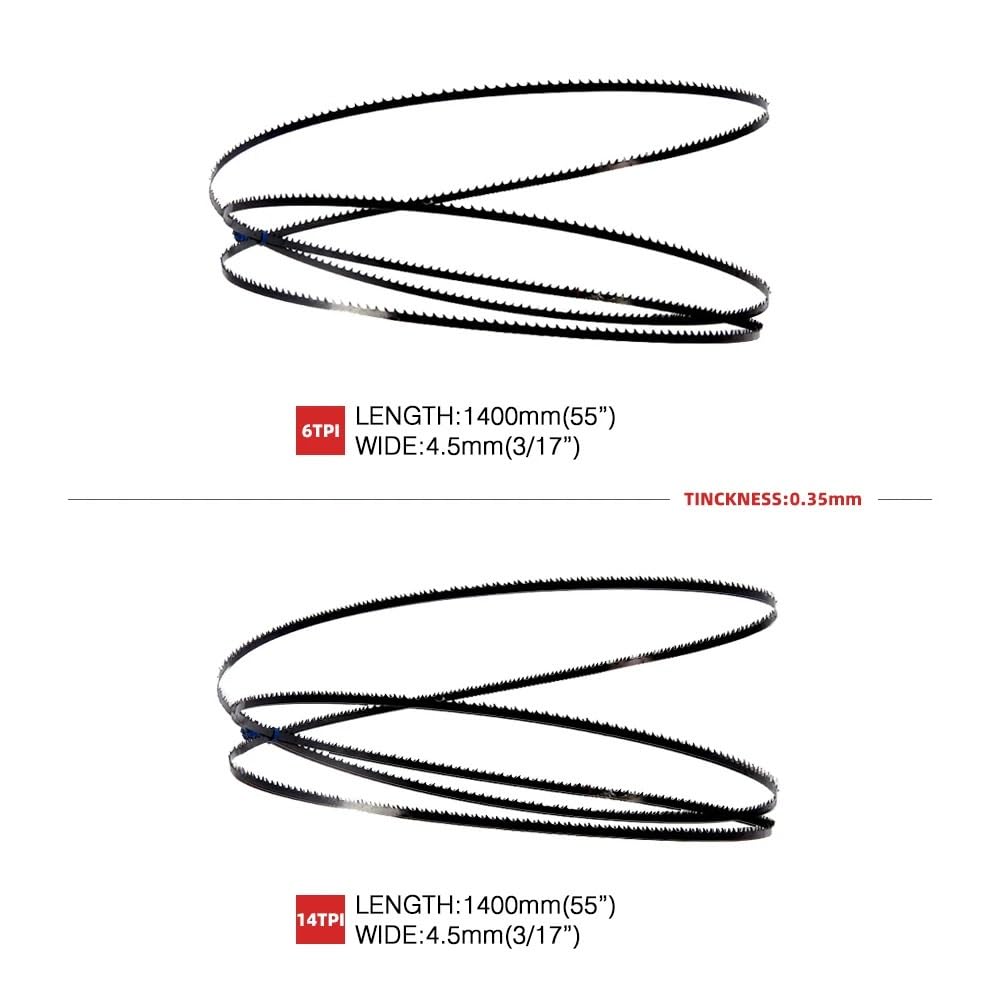 2 hojas de sierra de cinta de 1400 m, 4,5 mm de ancho, 6/14 TPI, accesorios for herramientas de carpintería(1400x4.5-6TPI(2PCS))