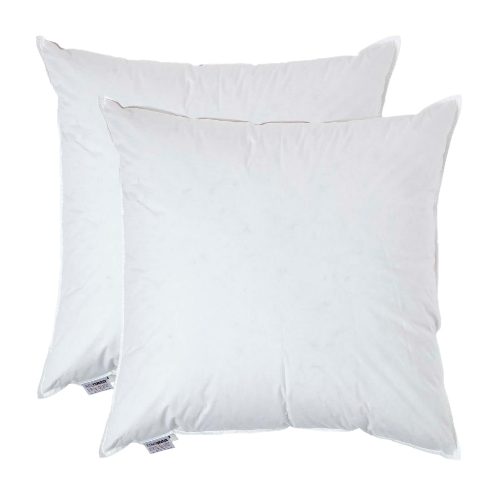 HOMESCAPES Lot de 2 Oreillers en Plumes de Canard et Coton, 65 x 65 cm, Oreillers Naturels Moelleux Hypoallergénique Anti-acariens
