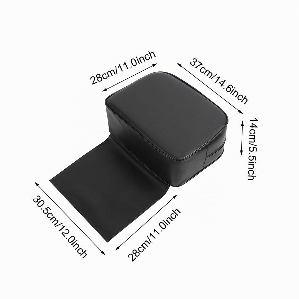 FILFEEL Coussin de Siège Rehausseur pour Enfants, Noir, Style Moderne, Pour Salon de Coiffure et Coupe de Cheveux, Lavable, Cuir PU