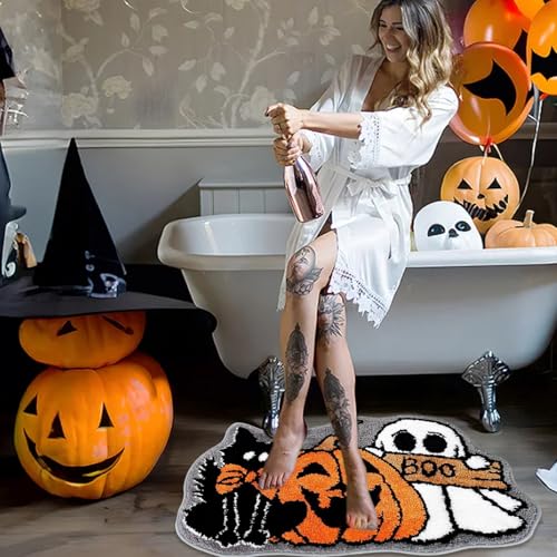 Tapis d'Halloween absorbant avec envers antidérapant forme fantôme - 3