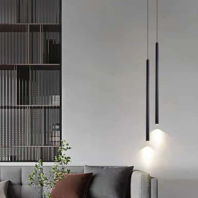 Lampe suspendue noire à 2 lampes en cuivre minimaliste pour salon et chevet