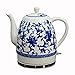YJTGZ Céramique électrique sans Fil en Porcelaine Bleue et Blanche Bouilloire théière 1.5L cruche ébullition Rapide de l'eau pour Le thé café Soupe Gruau d'avoine
