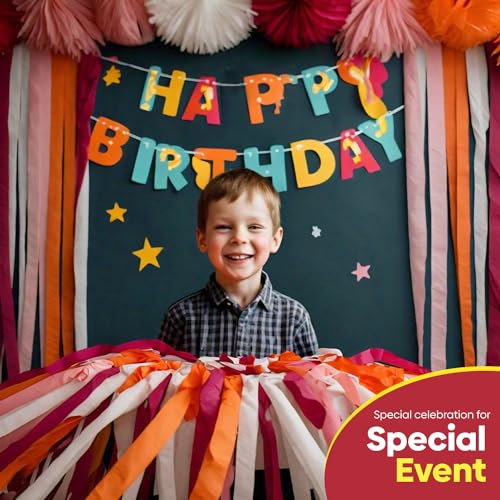 Image of 8 Crepe Paper Streamers, 656ft Pack of Red White & Orange Party Decorations | Each roll is 82 ft long and 1.8 Inch wide ideal for Birthday Party Decor, Anniversary Parties and Valentine's Day