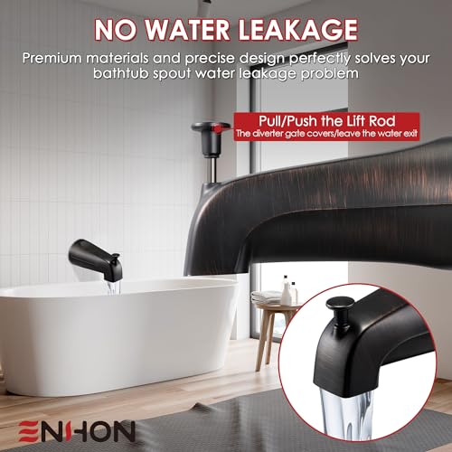 Enhon Slip On Diverter Tub Spout Compatible with Kohler GP85556, Bathroom Shower Bathtub Faucet Spout Replacement Fits 1/2'' Copper Water Tube, 5/32'' Hex Wrench Included (1, Oil Rubbed Bronze)