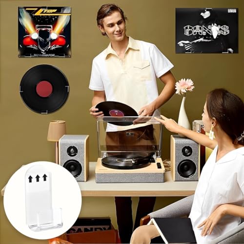 ZUWIJEQ 12 Pcs Estantes de Pared Flotantes, Soporte para Vinilos, Expositor de Discos, Estantería CD para Sala de Juegos y Estudio - imagen 3