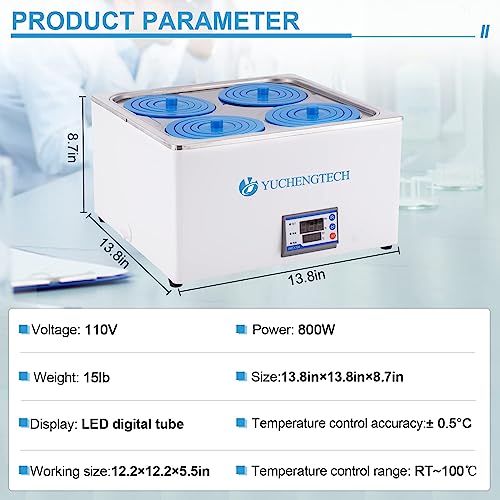 Digital Lab Thermostatic Water Bath Heater 12L Thermostat Water Bath Lab Use 4 Openings 800W By Yuchengtech For Food Heating Chemical Biological Experiment 110V #TOP6