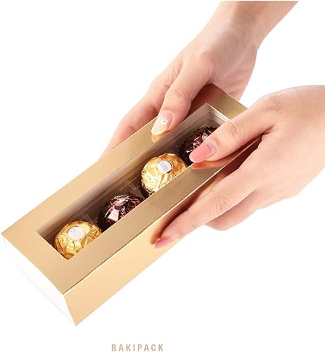 Miniatura 2 de BAKIPACK 20 cajas de trufas, cajas de chocolate, cajas de dulces empaquetadas con bandeja de plástico de 4 piezas (tamaño de la bandeja con 5.75 x