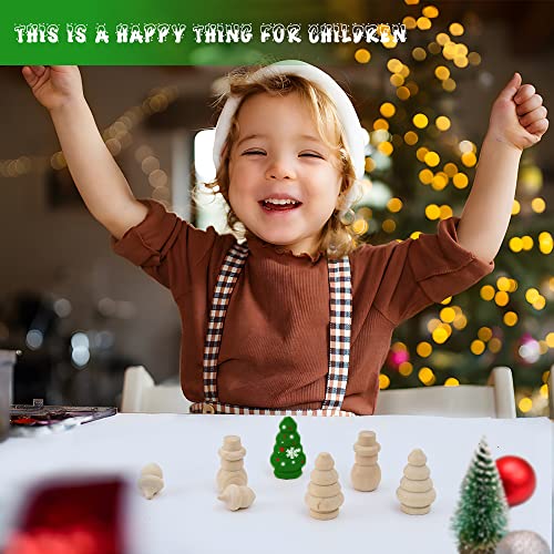 Luckforest 30Pcs Unfinished Wooden Set, Snowman Dolls Craft Christmas Tree Acorns Blank Diy Wooden Natural Wooden Xmas Tree For Crafts Arts Drawing Christmas Decor #TOP3