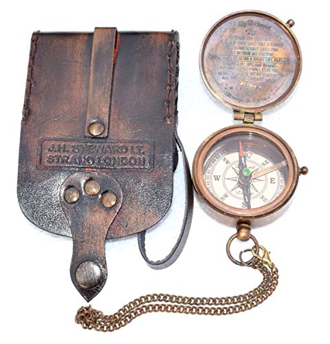 Brújula magnética vintage con estuche de cuero o madera miniatura 4