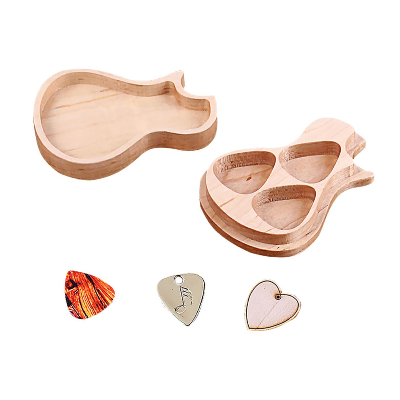 POPETPOP Boîte à Médiators Guitare Forme Guitare 1 Set en Bois D’érable