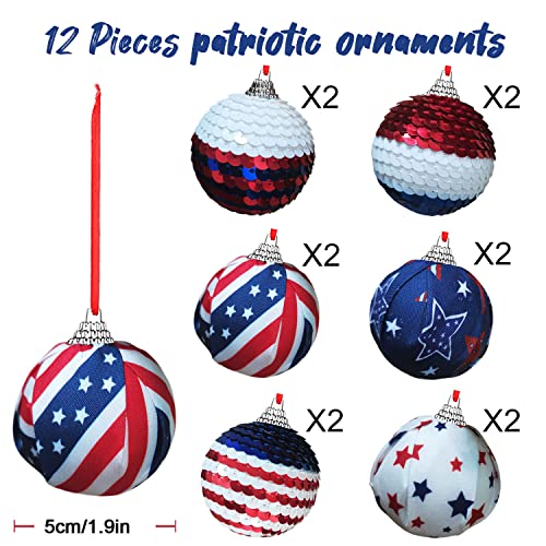 Memorial Day Tree Decorations, 12 Pcs Patriotic Ornaments, 4Th Of July Ornaments For Tree, Red White And Blue Ornaments, Decorative Hanging Ornaments, 4Th Of July Hanging Decorations #TOP4
