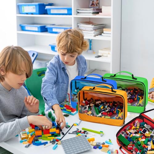 Image of 4 PCS Toys Storage Bag, Classic Bricks Building Set Storage Bag, Travel Case for Building Toys, Puzzles, Small Size