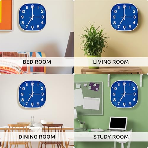Image of TEKCOOL Plastic Analogue Wall Clock 12 inch Silent Quartz Decorative Wall Clock Non-Ticking Classic Clock Battery Operated Round Easy to Read for Room /Home /Kitchen /Bedroom /Office /School.Blue.'