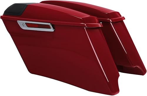 TCMT Alforjas estiradas de 4" para Harley Street Glide 2014-23 Billiard Red