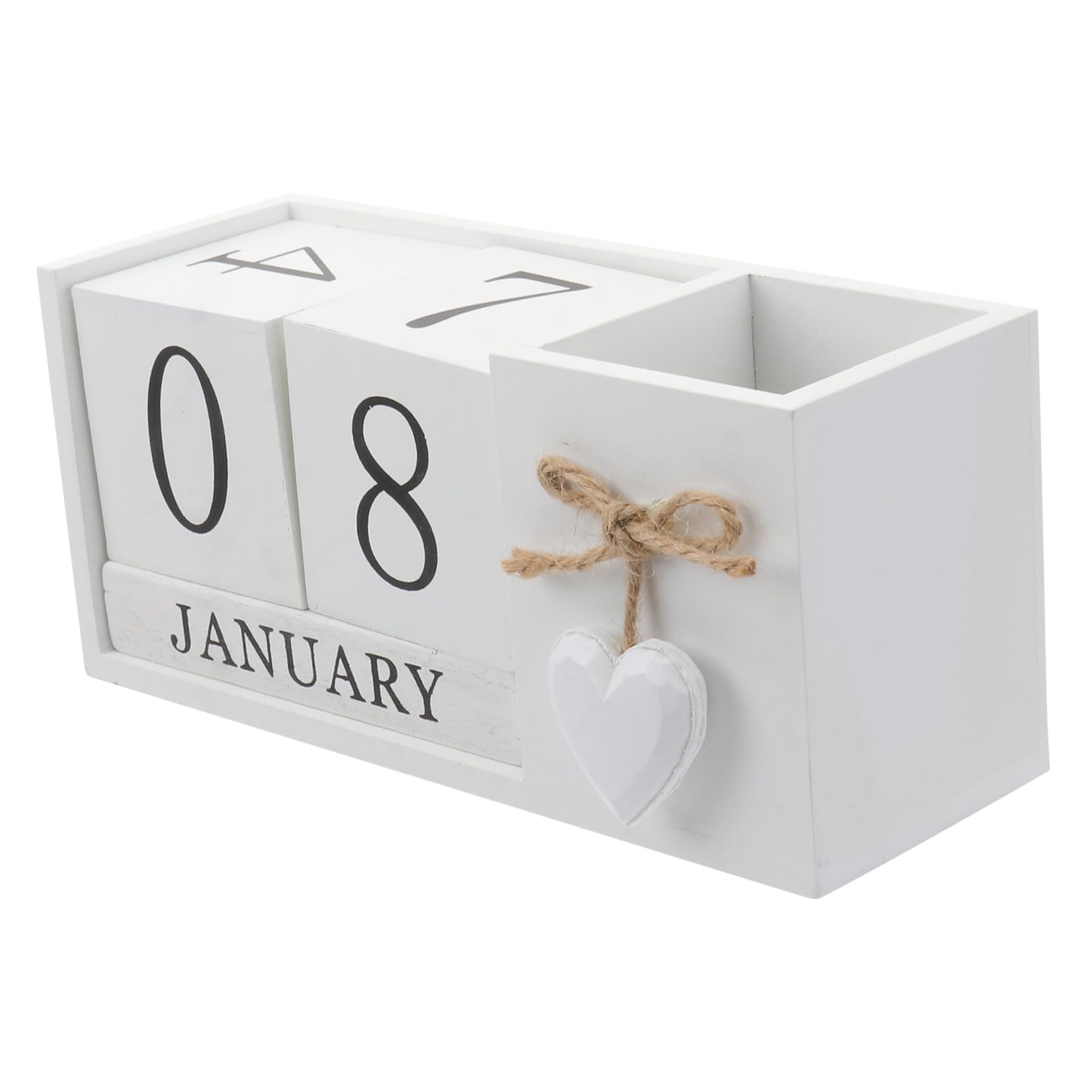 Pot à crayons bois blanc calendrier intégré organiseur bureau