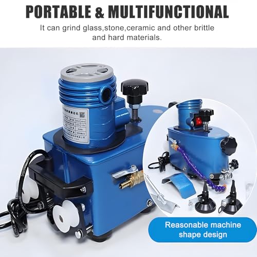 800W Portable Glass Edger, 5-12mm Thickness, 8000 RPM Electric Grinder con ruedas de diamante para maravilloso borde redondo polaco en Tile Stone Ceramic, Herramita de mano compacta para bricolaje Pro