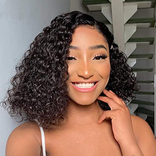 Jolibabe Lace Front Human Hair Wig Water Wave Wigs 150% Density Glueless Virgin Brazilian Natural Hairline Water Curly 13x4 Lace Frontal Wigs with Baby Hair 10inch