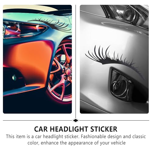 Wakauto 2 Pairs Car Headlight Eyelashes Stickers,Black Vinyl Eyelash Sticker Decals for Car Body Door Blocked Scratches Auto Exterior Decoration (Black) - Thumbnail 3