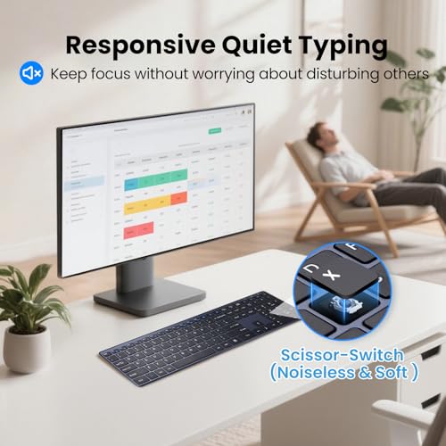 Wireless Keyboard-2.4G Ultra Slim Quiet Full Size USB PC Computer Keyboard,19 Multimedia Keys,Number Pad,Plug&Play,Lag-Free Ergo,Long Battery Life for Desktop,Laptop,Smart TV,MAC,Windows,QWERTY - image 4