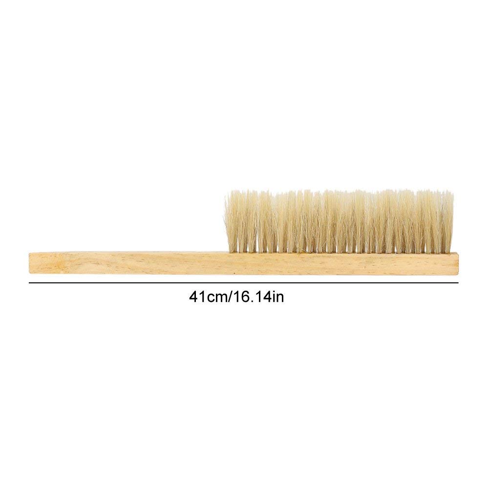 Fdit Beekeeping Pig Bristle Hair Bee Hive Brush Comb Beekeeper Beehive Tool Equip Equipment (Double Row) with Wooden Handle Beekeeping