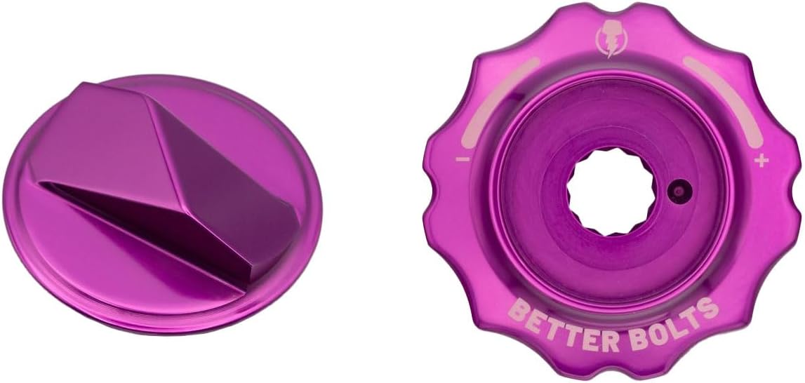 Better Bolts Purple Fork Caps for Fox Grip2/GripX2/GripX 36/38/40 - Air-Side Cover, Enhanced Torque Limiting Thumb Stud, Upgraded High-Speed Compression Dial, Durable Materials, Precision Engi