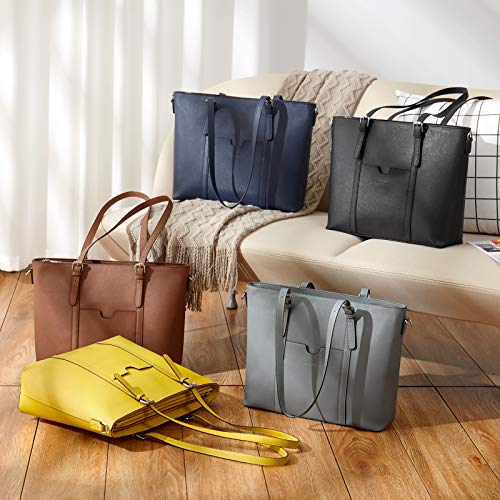 Bostanten Women Leather Laptop Tote Office Shoulder Handbag Vintage Briefcase 15.6 Inch Computer Work Purse Blue #TOP7