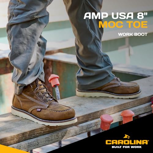 Carolina AMP USA 8" Soft Moc Toe Work Boots for Men - USA Made, Old Town Folklore Leather Upper, Oil & Slip Resistant Outsole, Poron Insole2