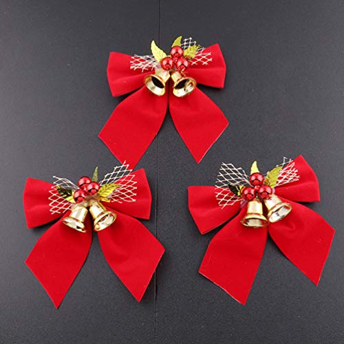 Amosfun – Decoração de sinos com laço de árvore de Natal com sinos, decoração para pendurar na árvor