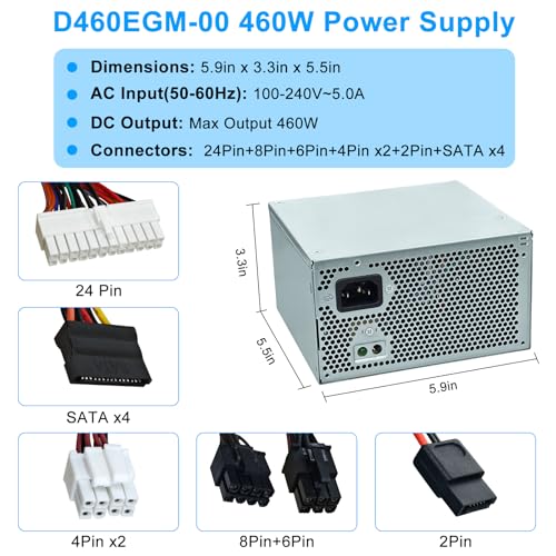Fuente de alimentación ATX 460W compatible Dell Precision miniatura 4