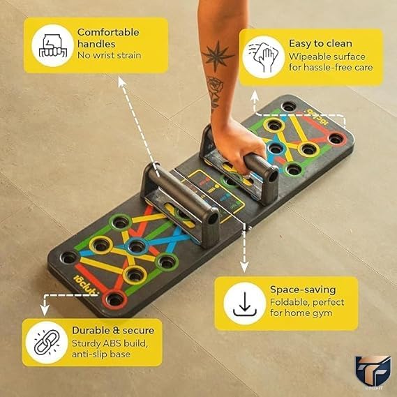 Image of Pushup Board, 15 in 1 Push Up Stand, Multi-Function Flex Board for Chest, Triceps, Shoulder, Back Muscles, Home Workout Gym Equipment, Multicolour Durable