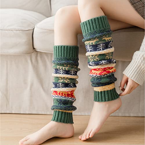 Heila Women Christmas Bohemian Knee Length Leg Warmer Girls Winter Warm Boho Knitted Boot Cuffs #TOP1