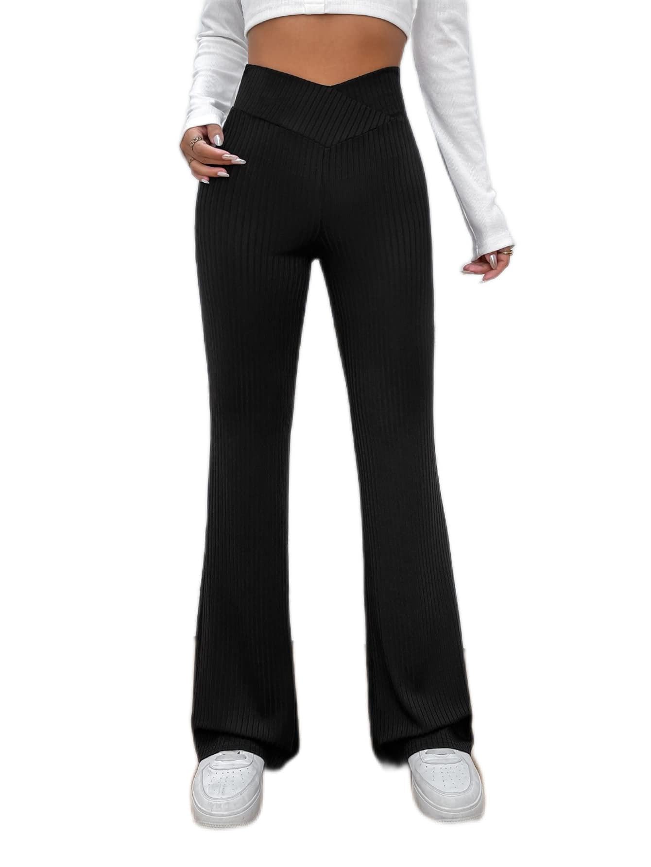 SEIBES Womens Pants V Waist Flare Leg Pants Pant for Women