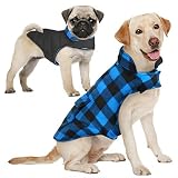 AOFITEE Reversible Dog Cold Weather Coat, Waterproof British Style Plaid Winter Pet Jacket, Warm Cot