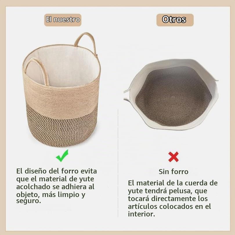 Cesto para la colada, 58 L, con asa, con algodón de alta calidad y tejido de lino, para salón y dormitorio (38 x 50 cm, café + negro)