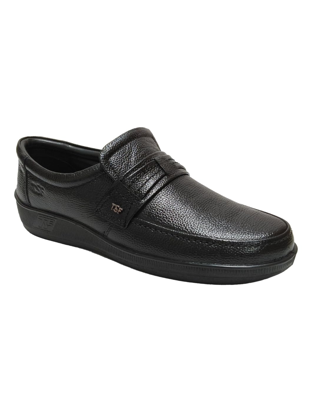 tsf Men’s Black Leather Slip-On Loafers – Comfortable Casual Walking Shoes 135-BLACK-picture-16