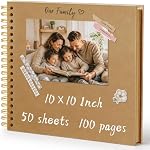 DIY Scrapbook Album 10x10 Inch – Hardcover Kraft Paper Photo Book, Blank Memory Scrap Book for DIY Crafts, Wedding, Anniversary, 100 Pages (50 Sheets), Khaki