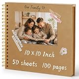 DIY Scrapbook Album 10x10 Inch 100 Pages (50 Sheets), Hardcover Kraft Paper