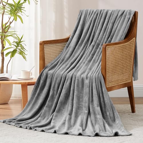 Ruikasi Fleece Throw Blanket Single - Plush Fuzzy Flannel Blanket Grey For Single Size Bed thumb #1
